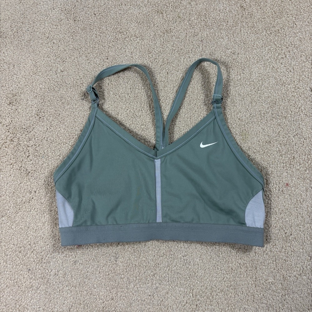Nike Women Sports Bra L Light Green Wireless Dri-FIT Mesh Strap Racerback T 62